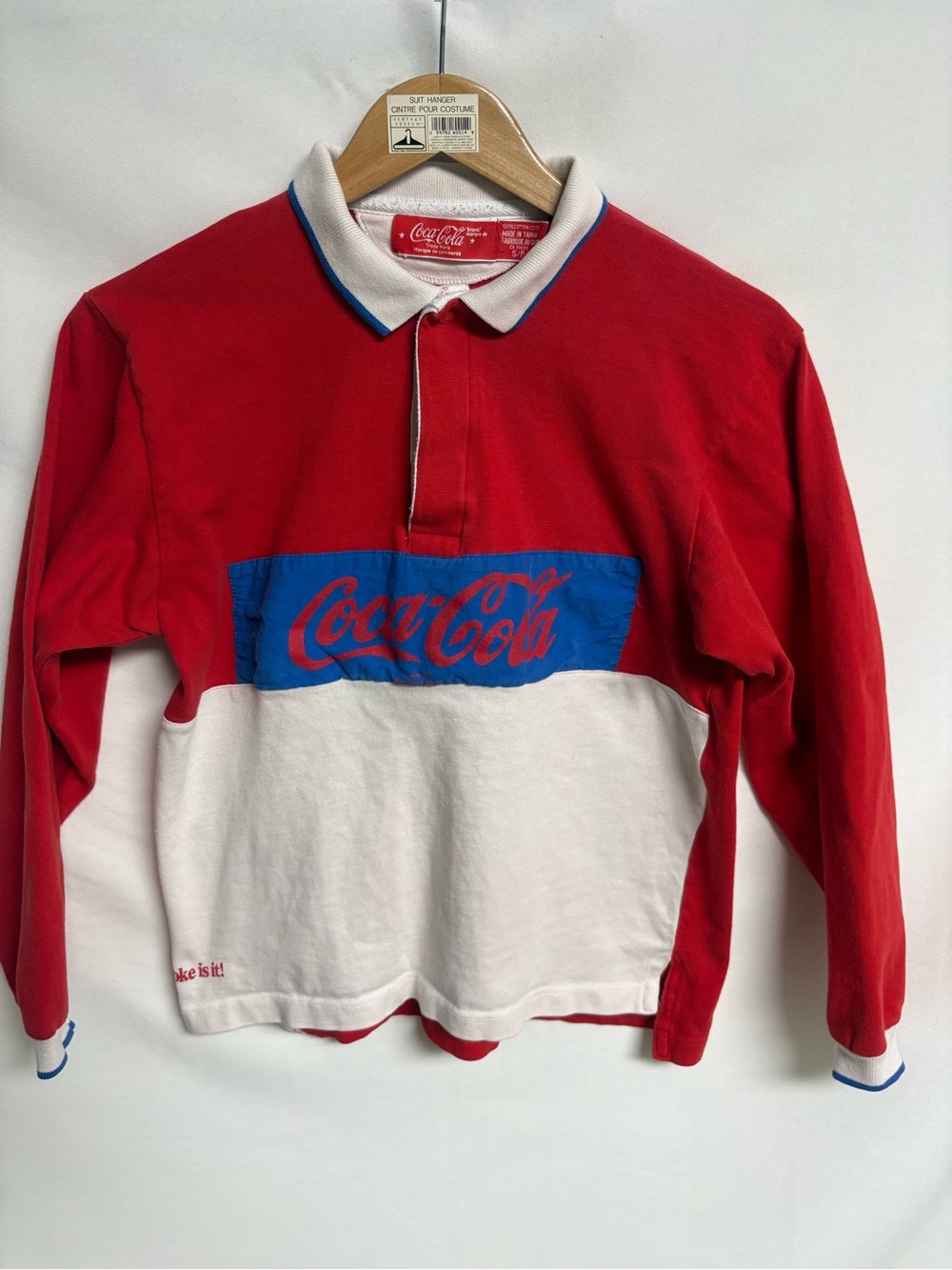 Coca Cola Red White and Blue Kids Long Sleeve Polo